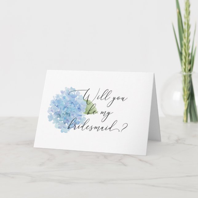 Blue Hydrangea Werden Sie meine Bridesmaid? Karte (Vorderseite)