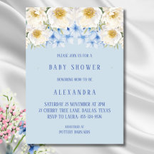 Blue Hydrangea White Floral Garden Baby Dusche