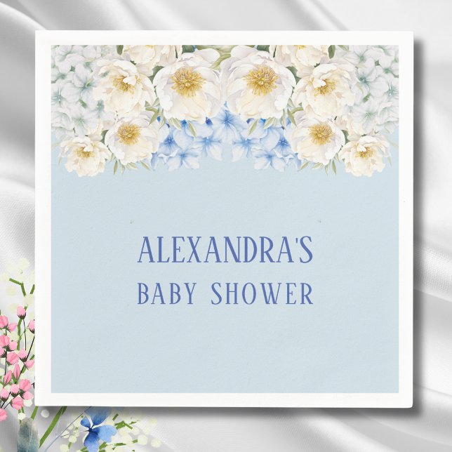 Blue Hydrangea White Floral Garden Baby Dusche Serviette (Von Creator hochgeladen)