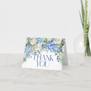 Blue Hydrangea White Roses Wassercolor Floral Dankeskarte