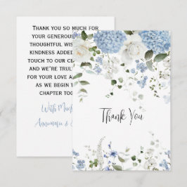 Blue Hydrangea White Roses Wedding Vielen Dank Dankeskarte