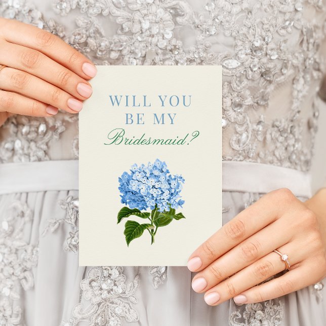 Blue Hydrangea wird meine Bridesmaid sein Karte (Von Creator hochgeladen)