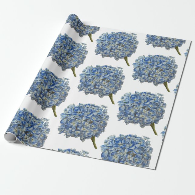 Blue Hydrangea Wrapping Paper Geschenkpapier (Ungerollt)
