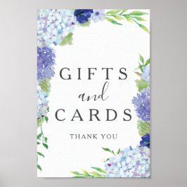 Blue Hydrangea - Zeichen für Geschenke und Karten Poster