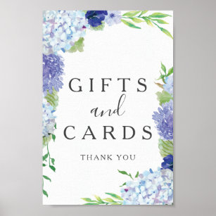 Blue Hydrangea - Zeichen für Geschenke und Karten Poster