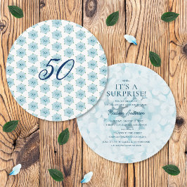 Blue Hydrangeas 50. Überraschung Geburtstagsparty Einladung