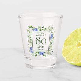 Blue Hydrangeas 80. Geburtstag Schnapsglas