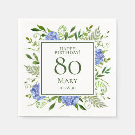 Blue Hydrangeas 80. Geburtstag Serviette