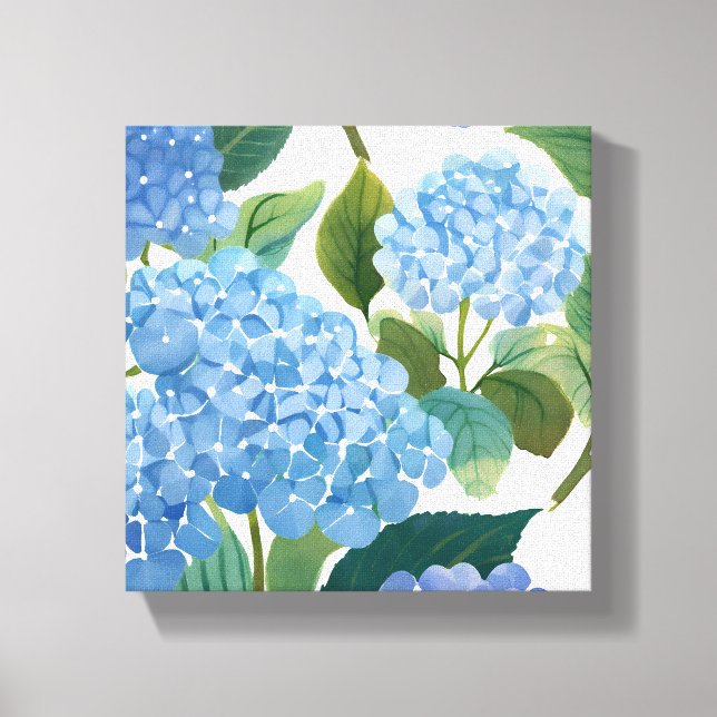 Blue Hydrangeas | Beautiful Floral Bush Leinwanddruck (Vorderseite)
