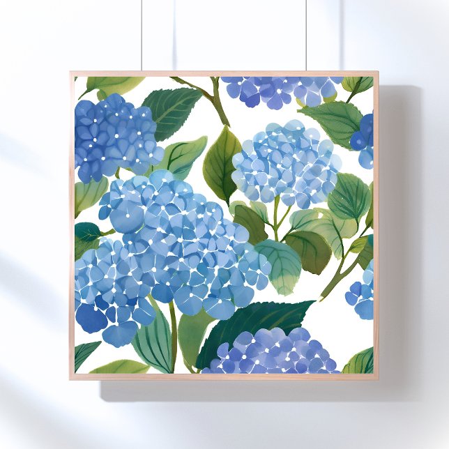 Blue Hydrangeas | Beautiful Floral Bush Poster (Von Creator hochgeladen)