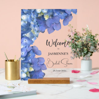 Blue  Hydrangeas Blooms Bridal Shower  Acrylschild