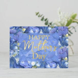 Blue Hydrangeas Blooms Muttertag Folien Feiertagskarte