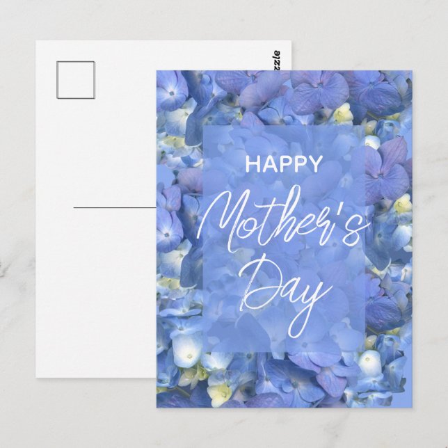Blue Hydrangeas Blooms Muttertag Postkarte (Vorne/Hinten)