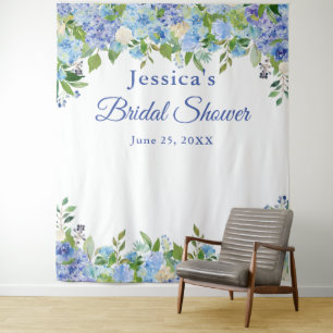 Blue Hydrangeas Brautparty Foto Stand Hintergrund Wandteppich
