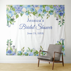Blue Hydrangeas Brautparty Foto Stand Hintergrund Wandteppich