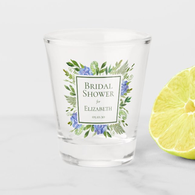 Blue Hydrangeas Brautparty Schnapsglas (Vorderseite)