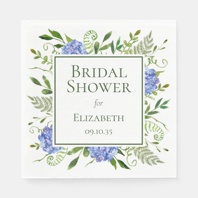 Blue Hydrangeas Brautparty Serviette (Vorderseite)