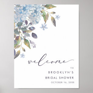Blue Hydrangeas Brautparty Willkommenspender Poster