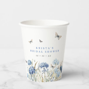 Blue Hydrangeas & Butterfells Brautparty Pappbecher