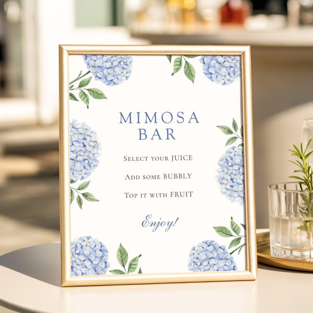 Blue Hydrangeas Classic Border Mimosa Bar Poster (Von Creator hochgeladen)