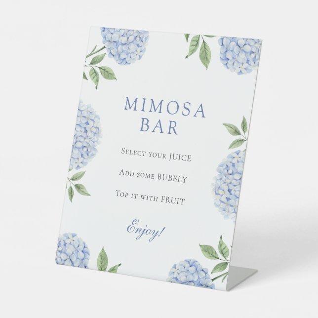 Blue Hydrangeas Classic Border Mimosa Bar Sockelschild (Vorderseite)
