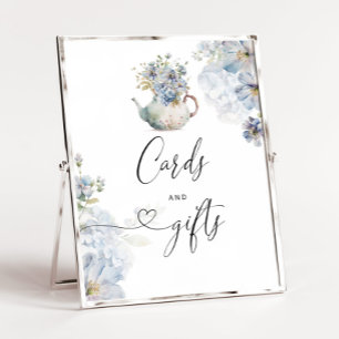 Blue Hydrangeas elegante Teekanne Karten und Gesch Poster