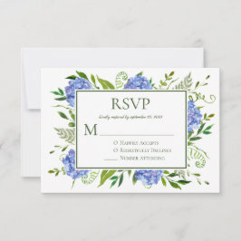 Blue Hydrangeas Engagement Party RSVP Karte