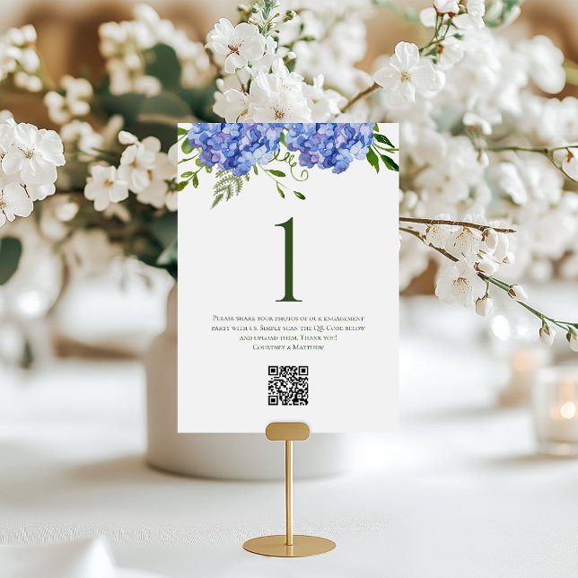 Blue Hydrangeas Engagement Party Tischnummer (Von Creator hochgeladen)