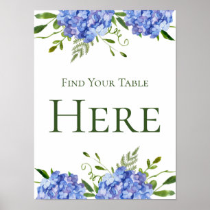 Blue Hydrangeas finden Sie hier Ihren Tisch Poster