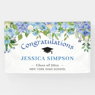 Blue Hydrangeas Floral Abschluss Class 2024 Banner