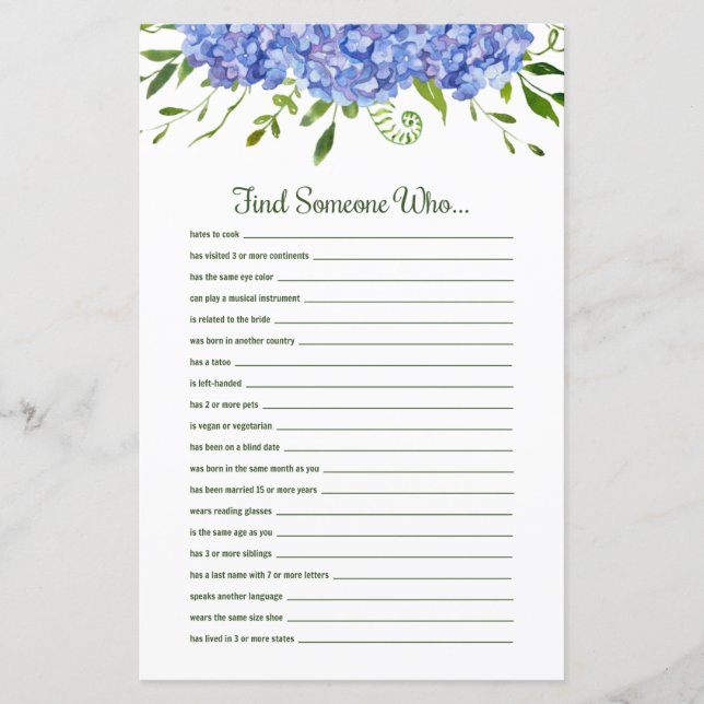 Blue Hydrangeas Floral finden jemanden, der (Vorderseite)