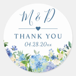 Blue Hydrangeas Floral Gastgeschenk Hochzeit Viele Runder Aufkleber
