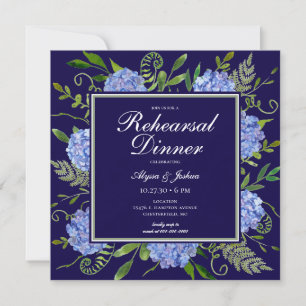 Blue Hydrangeas Floral Probe Abendessen Einladung