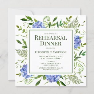Blue Hydrangeas Floral Probe Abendessen Einladung