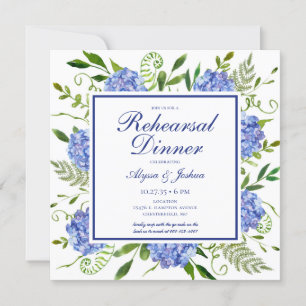 Blue Hydrangeas Floral Probe Abendessen Einladung