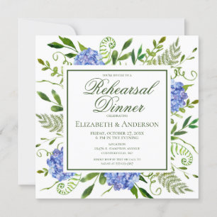 Blue Hydrangeas Floral Probe Abendessen Einladung