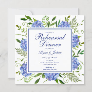 Blue Hydrangeas Floral Probe Abendessen Einladung