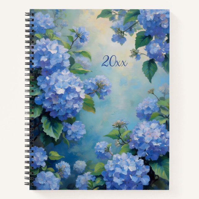 Blue Hydrangeas Floral Spiral-bound Journal Spring Notizbuch (Vorderseite)
