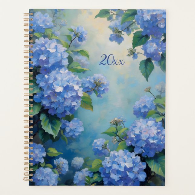 Blue Hydrangeas Floral Spiral-Bound Planner Spring Planer (Vorderseite)
