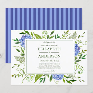 Blue Hydrangeas Floral Watercolor Wedding Einladung
