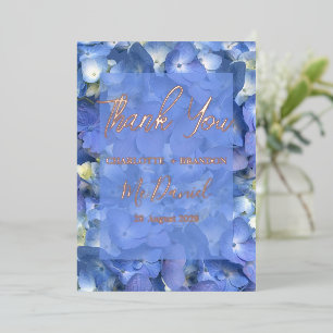 Blue Hydrangeas Floral Wedding Vielen Dank Folieneinladung