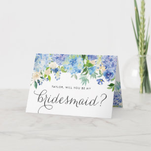 Blue Hydrangeas Floral werden Sie meine Bridesmaid Karte