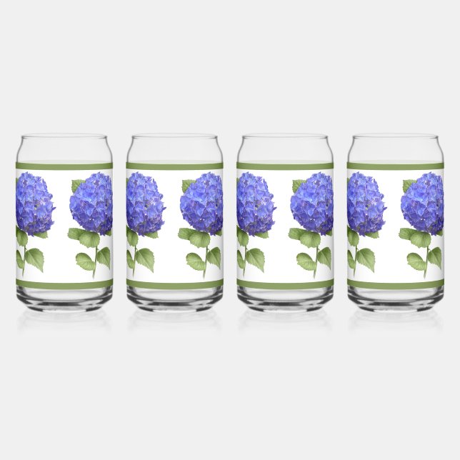 Blue Hydrangeas florale botanische Kunst Dosenglas (Vorderseite)