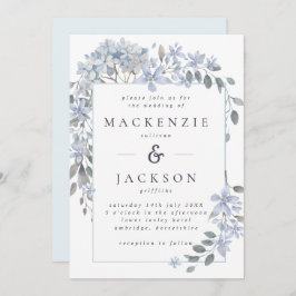 Blue Hydrangeas Frame Watercolor Wedding Einladung