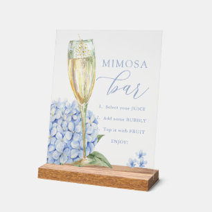 Blue Hydrangeas & Gold Glass Mimosa Bar Acrylschild