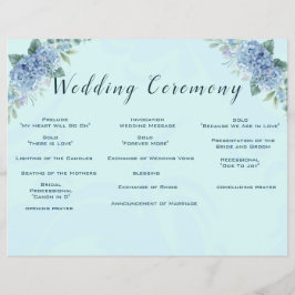 Blue Hydrangeas Hochzeitsprogramm