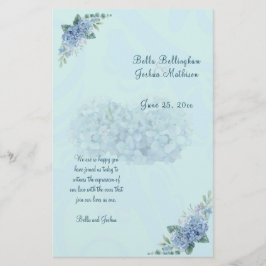 Blue Hydrangeas Hochzeitsprogramm