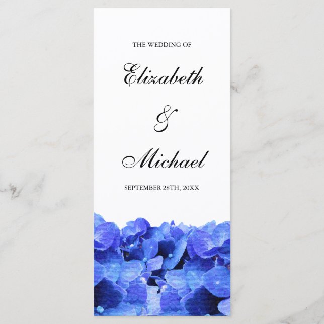 Blue Hydrangeas Hochzeitsprogramm Programm (Vorderseite)