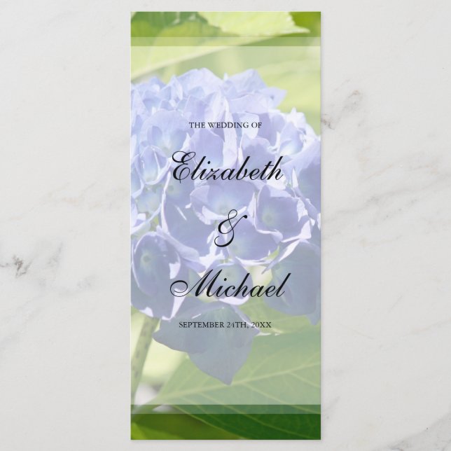 Blue Hydrangeas Hochzeitsprogramm Programm (Vorderseite)