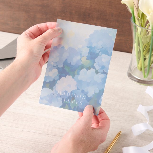 Blue Hydrangeas Individuellen Namens Wedding Overl (Handgehalten)